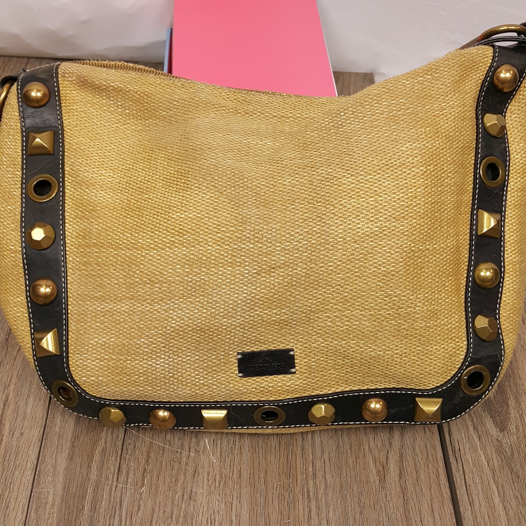 Moschino Woven With Leather And Studed Purse
